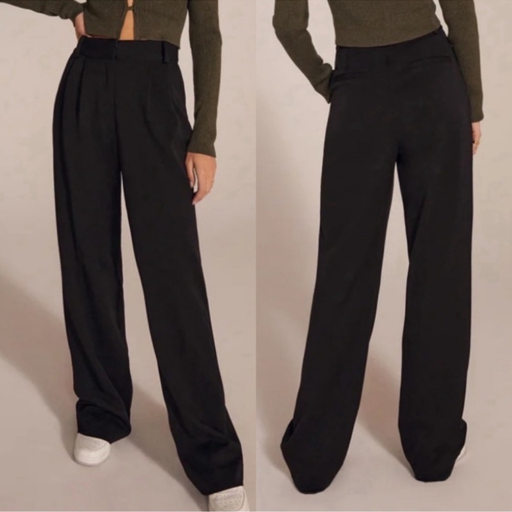 Favorite Daughter Wide Leg Pleated The Shortie Favorite Pant in Black Size 2 NWT
